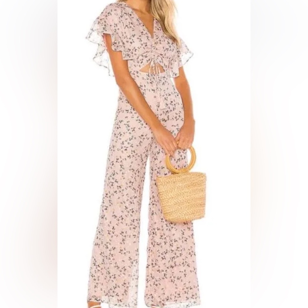 Tularosa Pink Floral Print Wide-leg Jumpsuit Size XXS